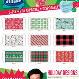 Christmas Printed Face Mask - 24 Pieces Per Retail Ready Display KP4178 KIPP BROTHERS