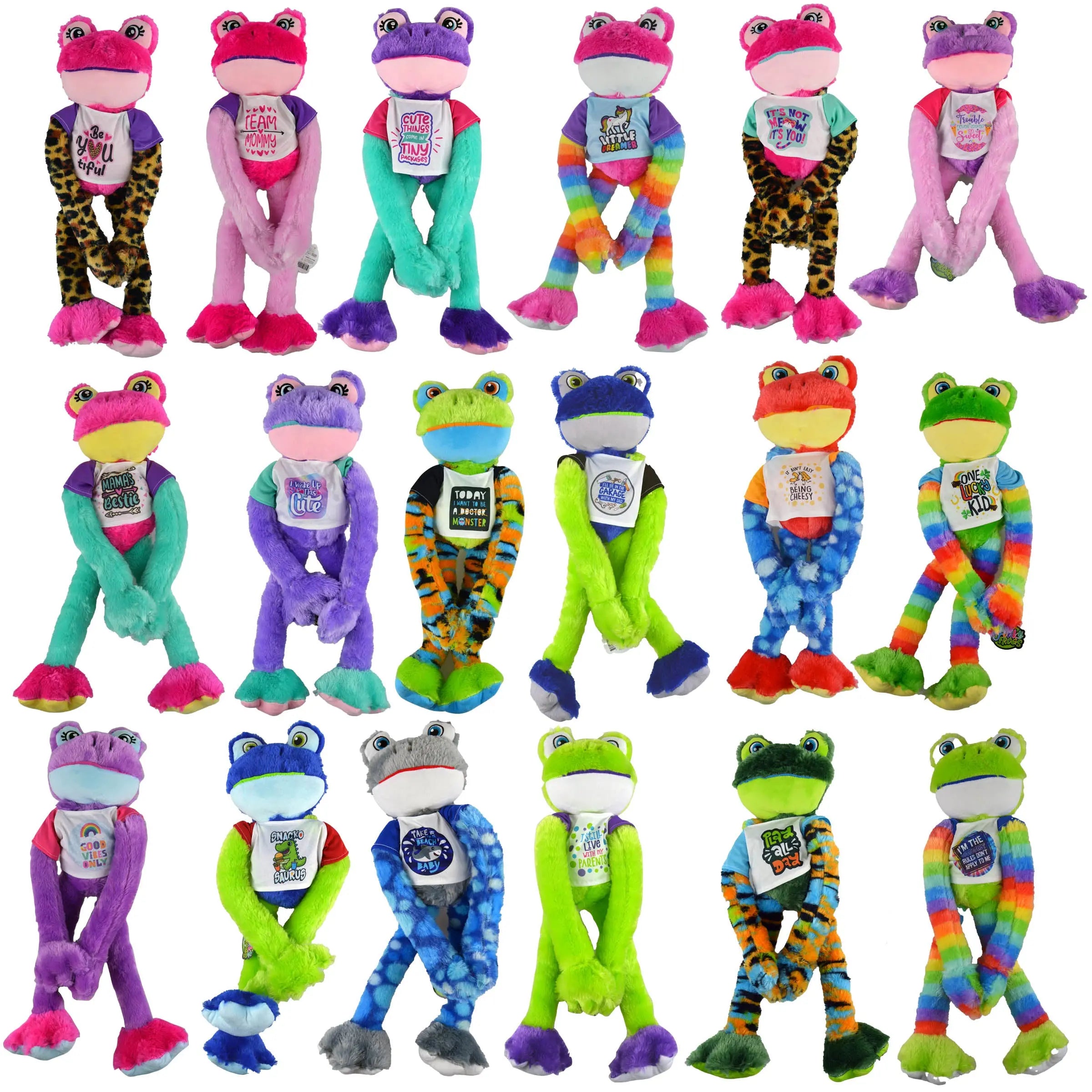 Plush Long Arm Frog Assortment Floor Display - 24 Pieces Per Retail Ready Display 88416 KIPP BROTHERS