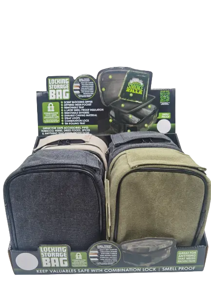 Smell Proof Canvas Lock Bag with Roll Tray - 4 Pieces Per Retail Ready Display 22150 SMOKEZILLA