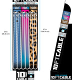 10FT Braided Sync and Charge Cable Assortment Floor Display - 36 Pieces Per Retail Ready Display 88385 NOVELTY INC
