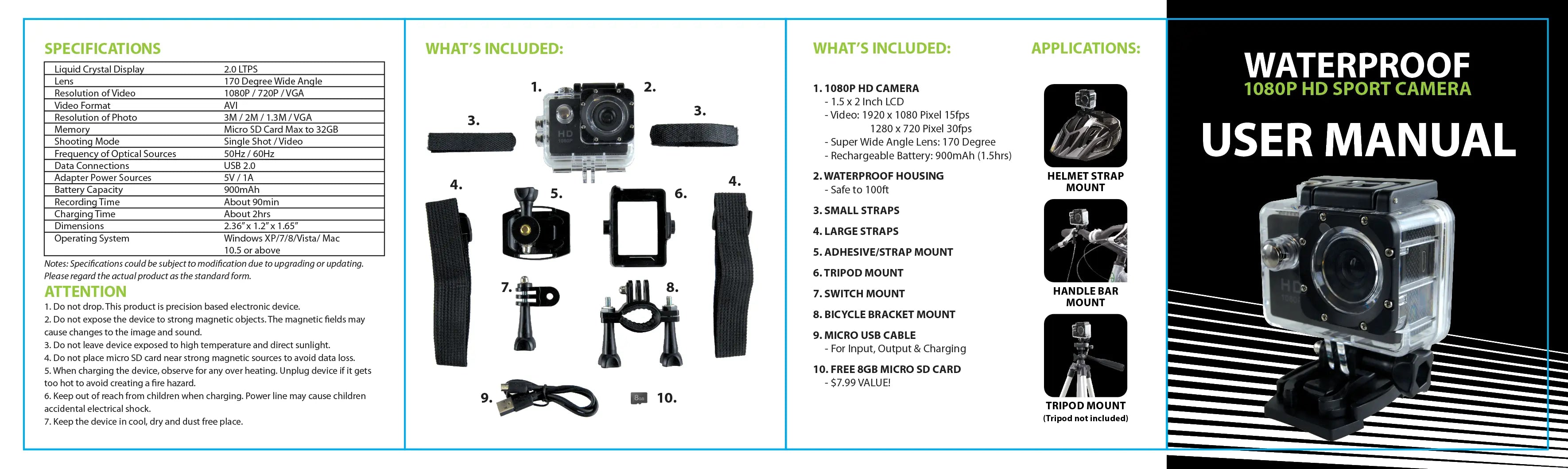 Waterproof Sport Camera with Micro Sd Card - 4 Pieces Per Retail Ready Display 23237 GADGET GEAR