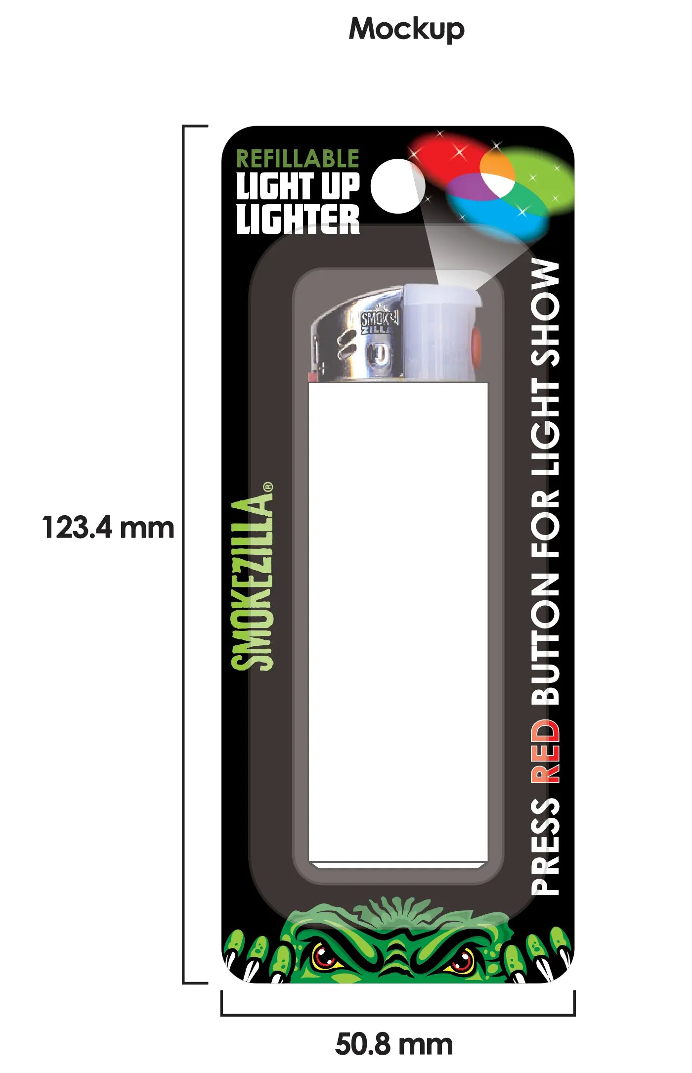 Light-Up Lighter with Blister Pack - 12 Pieces Per Pack 23282 SMOKEZILLA
