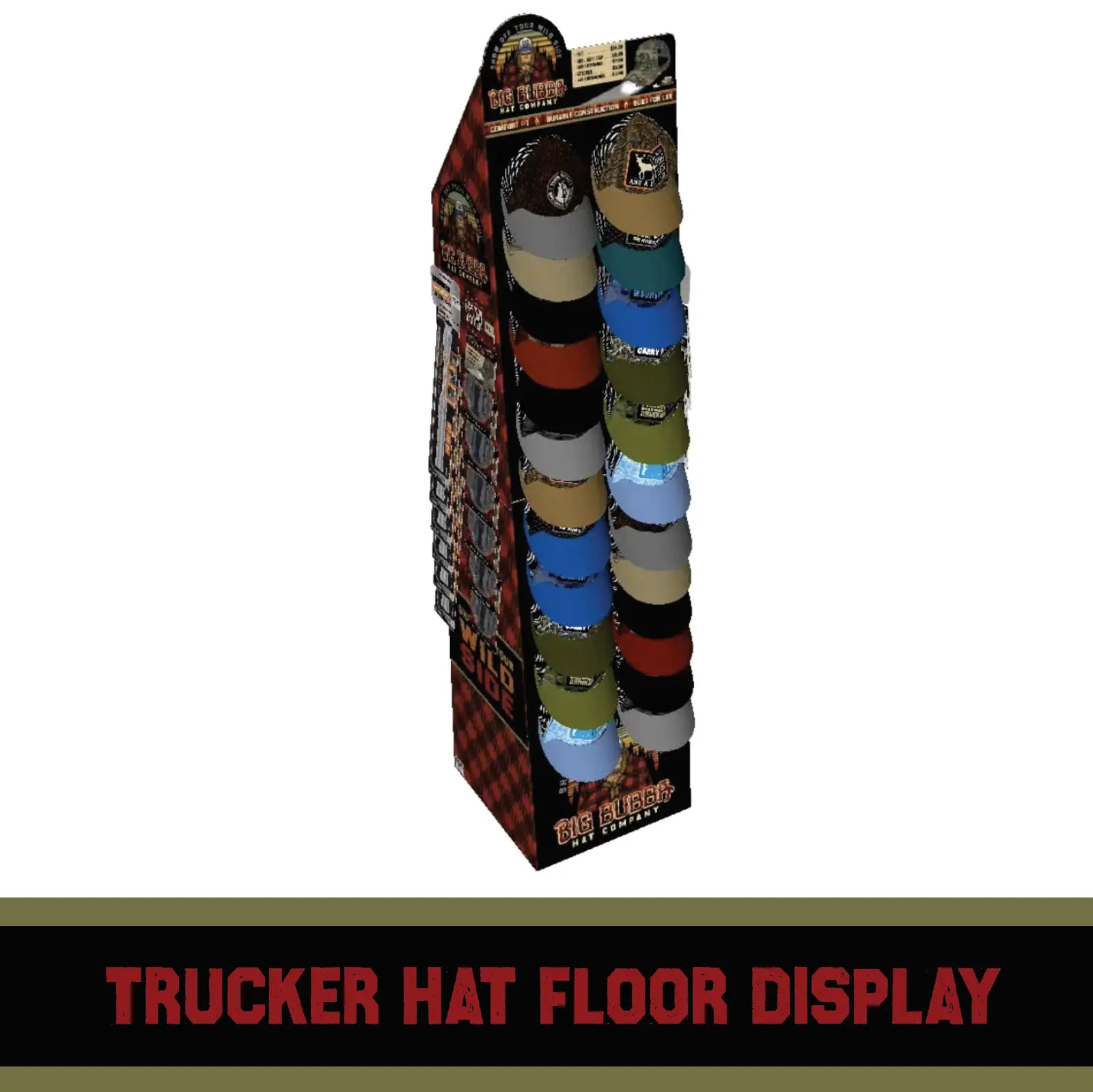 Trucker Hat Ball Cap Assortment Floor Display - 72 Pieces Per Retail Ready Display 88404 NOVELTY INC