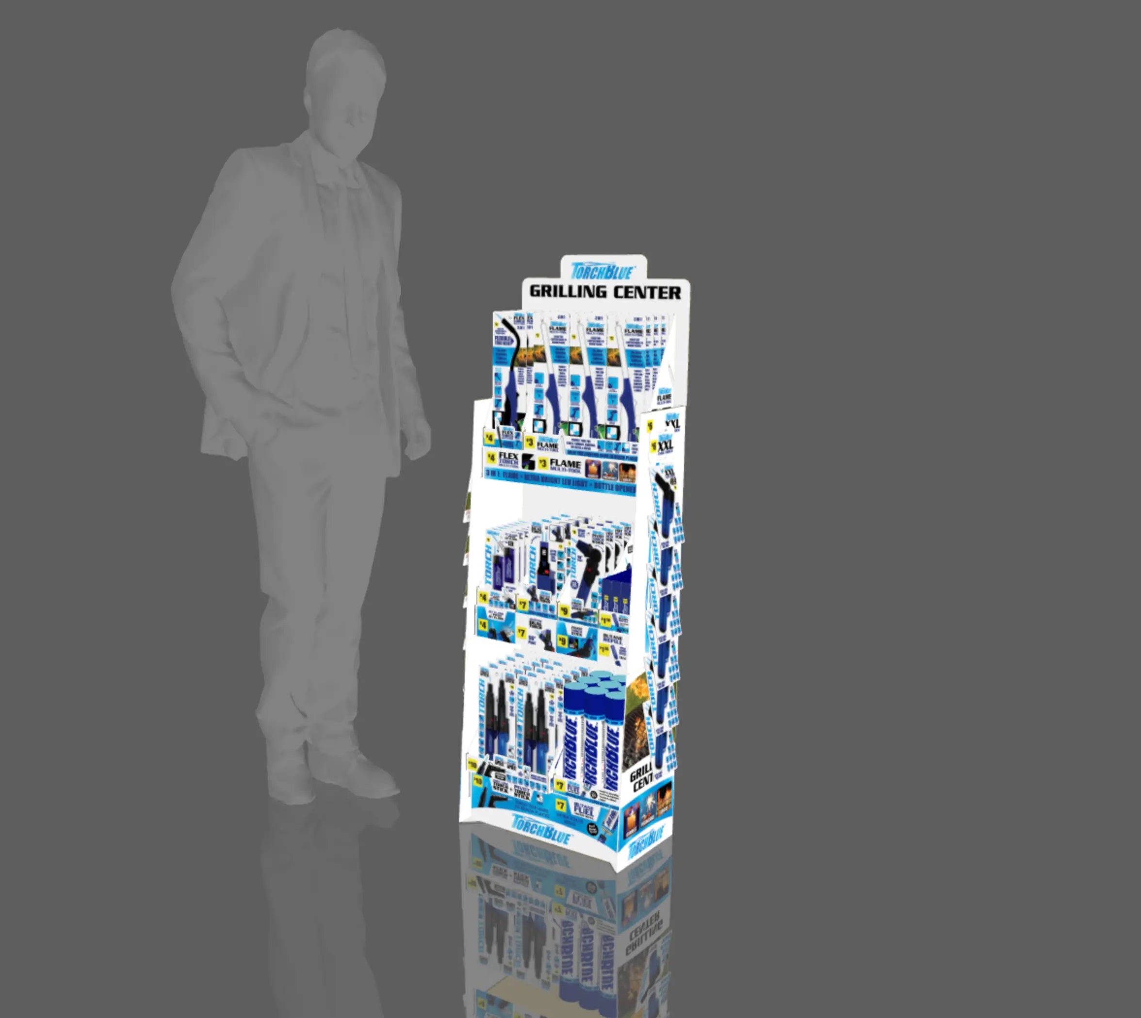 Grilling Center Assortment Floor Display - 80 Pieces Per Retail Ready Display 88401 TORCH BLUE