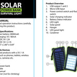 Rechargeable Solar Power Bank with LED Survival Light - 4 Pieces Per Retail Ready Display 23517 GADGET GEAR