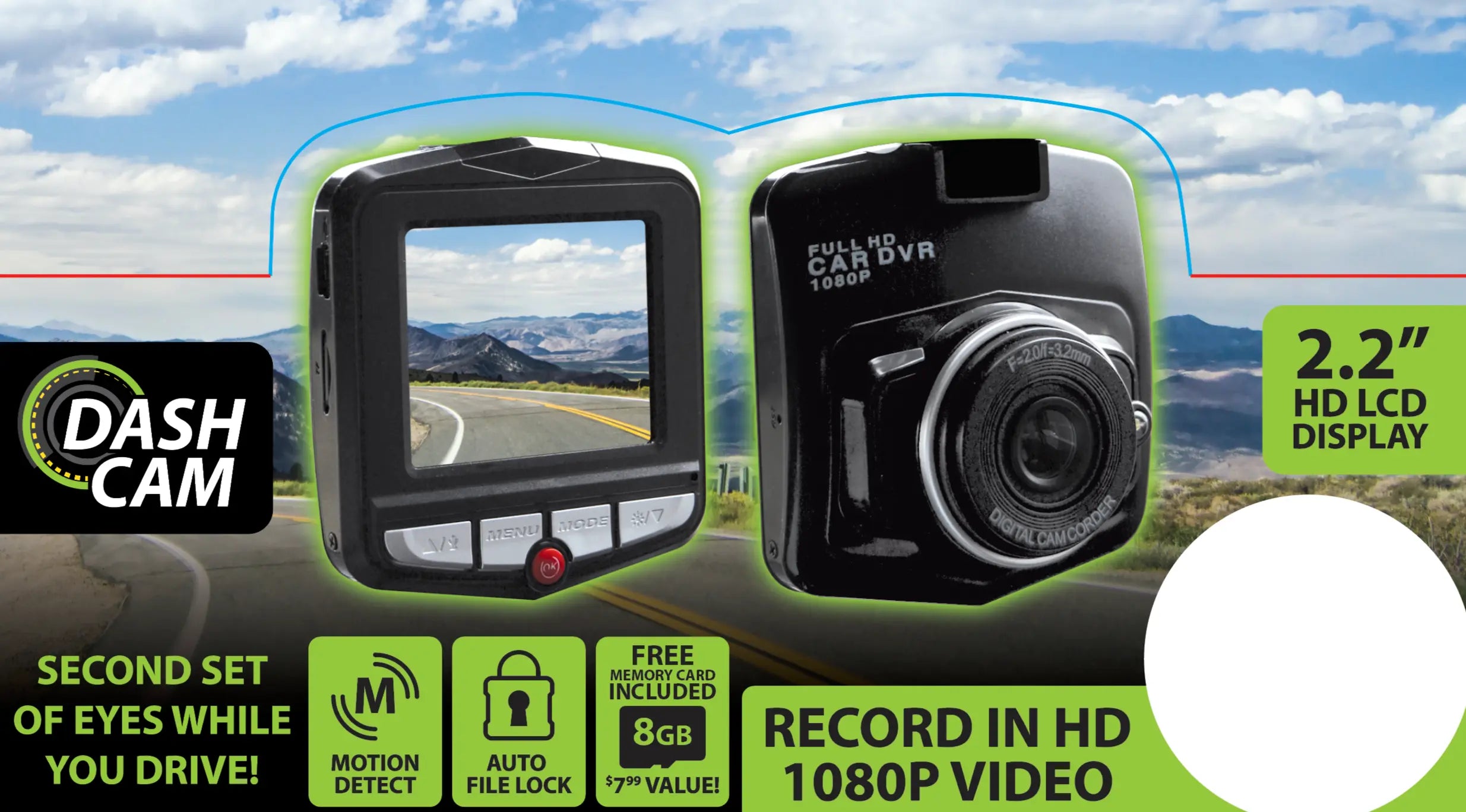 Dash Camera with Micro Sd Card - 4 Pieces Per Retail Ready Display 23594 GADGET GEAR