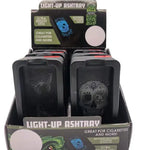 Black Glass Ashtray with LED Light-Up Design - 6 Pieces Per Retail Ready Display 23104 SMOKEZILLA