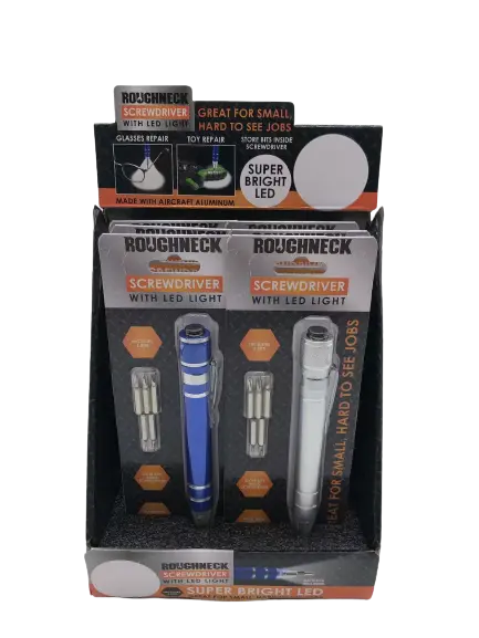 Screwdriver with LED Light - 6 Pieces Per Retail Ready Display  22802 ROUGHNECK