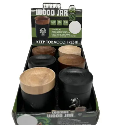 Mirrored Glass Storage Jar with Concave Wood Lid - 6 Pieces Per Retail Ready Display 23052 SMOKEZILLA