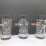 16 oz Tac Gear Bullet Patriotic Pint Glass - 6 Pieces Per Retail Ready Display 23151