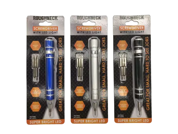 Screwdriver with LED Light - 6 Pieces Per Retail Ready Display  22802 ROUGHNECK