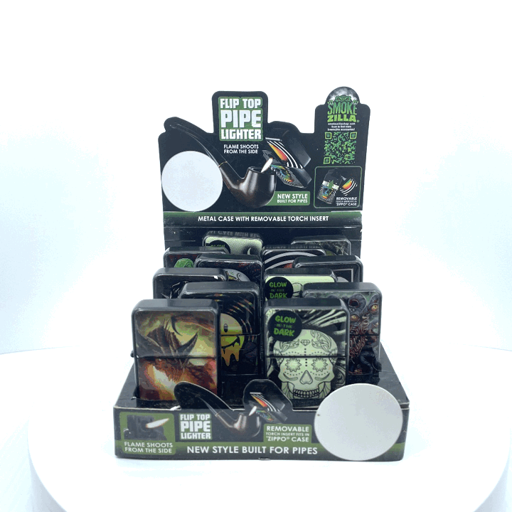 Metal Flip Top Pipe Torch Lighter - 12 Pieces Per Retail Ready Display 26669 SMOKEZILLA