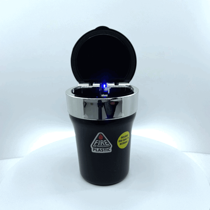 Printed Lid Butt Bucket Ashtray with USB Coil Lighter and LED Light - 6 Pieces Per Retail Ready Display 23181 SMOKEZILLA
