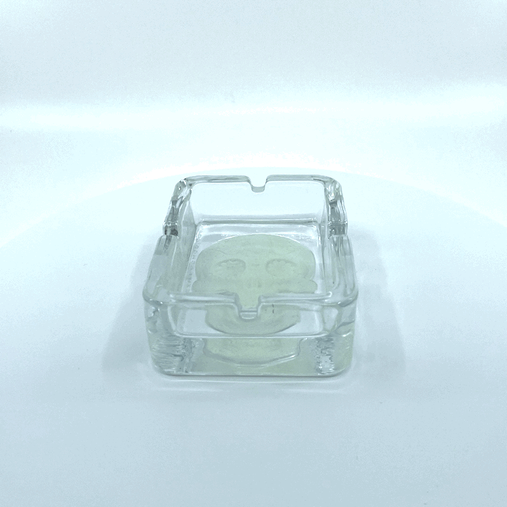 Glow in The Dark Skull Glass Ashtray - 6 Per Retail Ready Display 21750 SMOKEZILLA