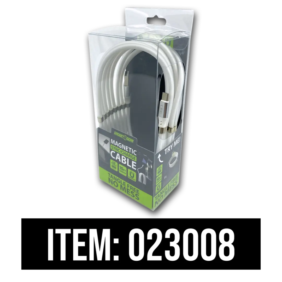Charging Cable Magnetic Assortment 10FT - 6 Pieces Per Retail Ready Display 88414 GADGET GEAR