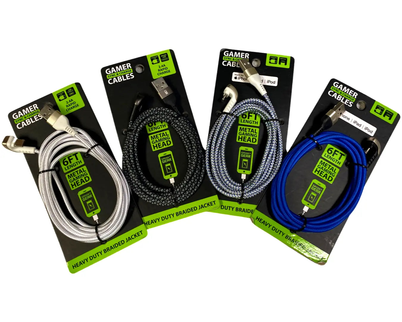 Charging Cable Gamer Angled USB Assortment - 12 Pieces Per Retail Ready Display 88258 GADGET GEAR