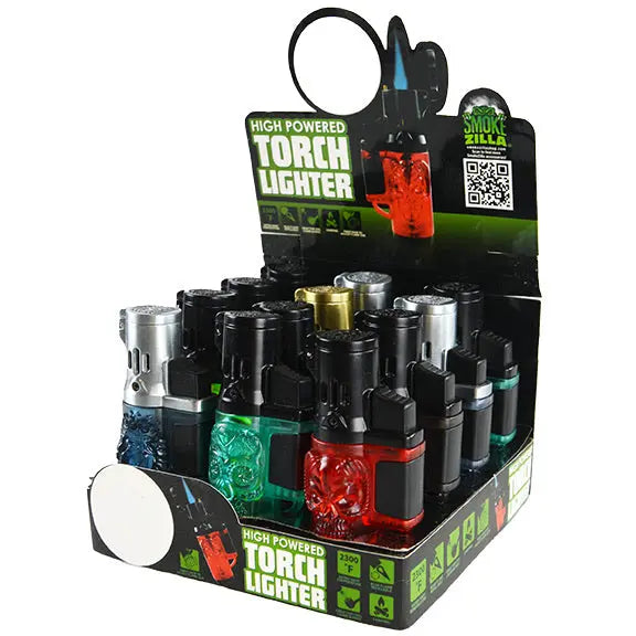 Molded Torch Lighter with Flip Top- 12 Pieces Per Retail Ready Display 21915 SMOKEZILLA