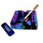 Silicone Ashtray with Assorted Glass Design Bottom - 6 Pieces Per Retail Ready Display 23163 SMOKEZILLA