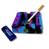 Silicone Ashtray with Assorted Glass Design Bottom - 6 Pieces Per Retail Ready Display 23163 SMOKEZILLA