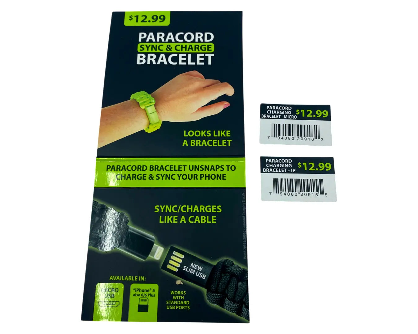 Paracord Bracelet Charging Cable Assortment - 8 Pieces Per Retail Ready Display 87682 GADGET GEAR
