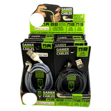 Charging Cable Gamer Angled USB Assortment - 12 Pieces Per Retail Ready Display 88258 GADGET GEAR