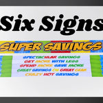 Merchandising Fixture - 4' Merchandising 6 Sign Set 975890 NOVELTY INC