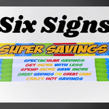 Merchandising Fixture - 4' Merchandising 6 Sign Set 975890 NOVELTY INC