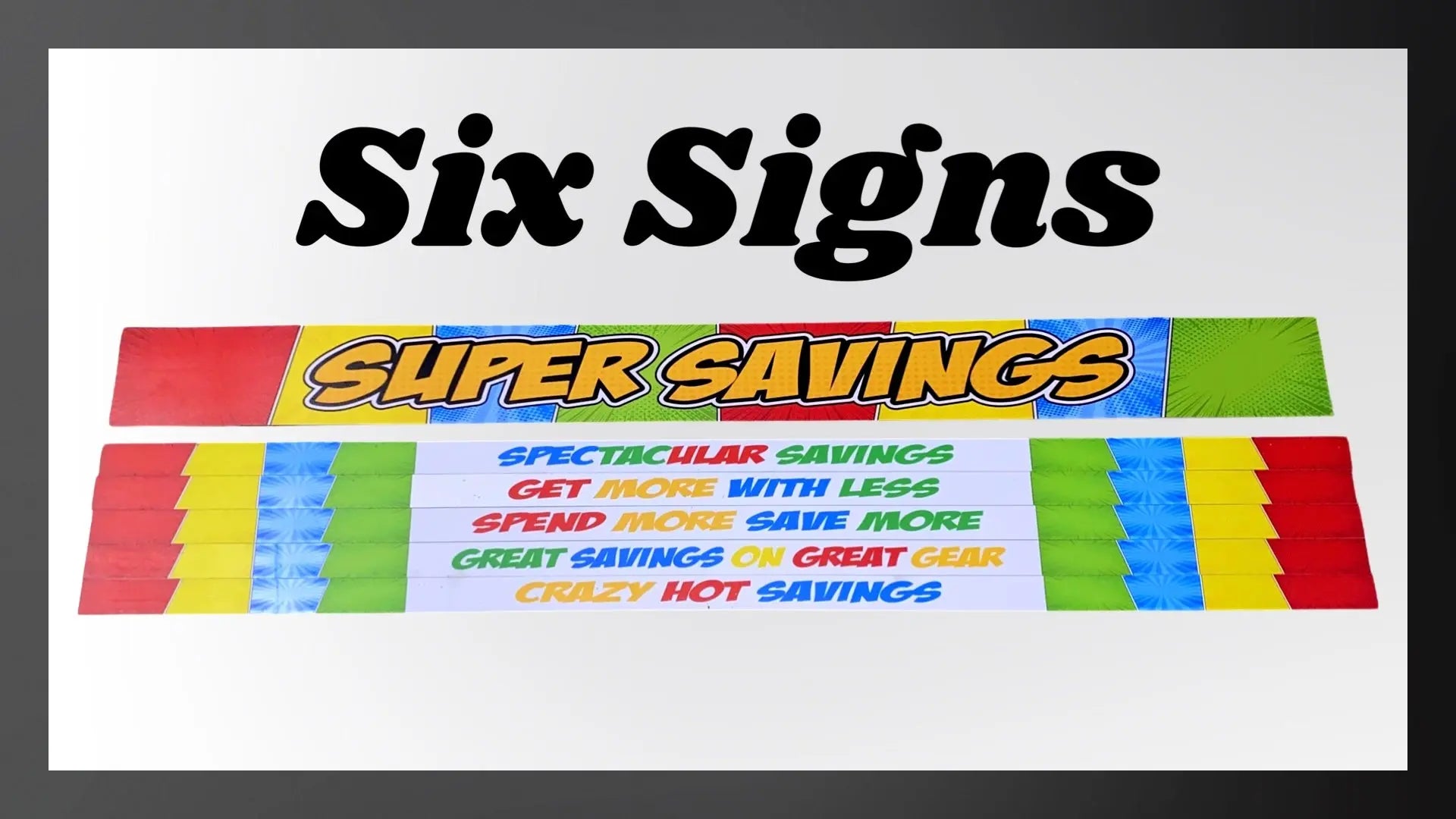 Merchandising Fixture - 4' Merchandising 6 Sign Set 975890 NOVELTY INC