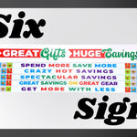 Merchandising Fixture - 4' Merchandising 6 Sign Set 976050 NOVELTY INC