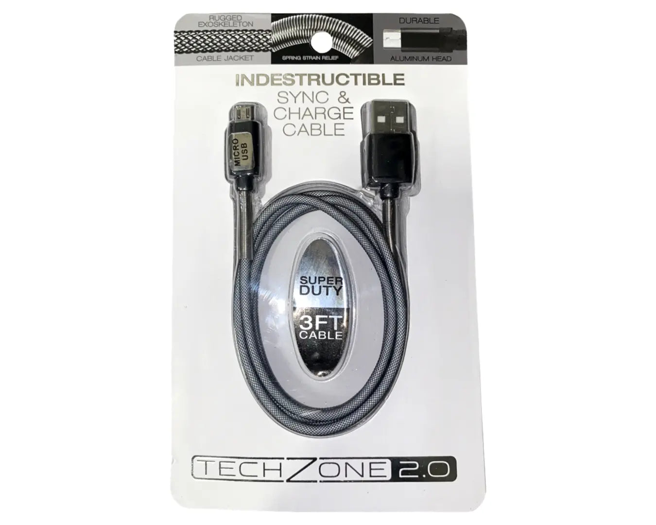 Charging Cable Indestructible USB to Micro USB 3FT - 6 Pieces Per Pack 40079 NOVELTY INC