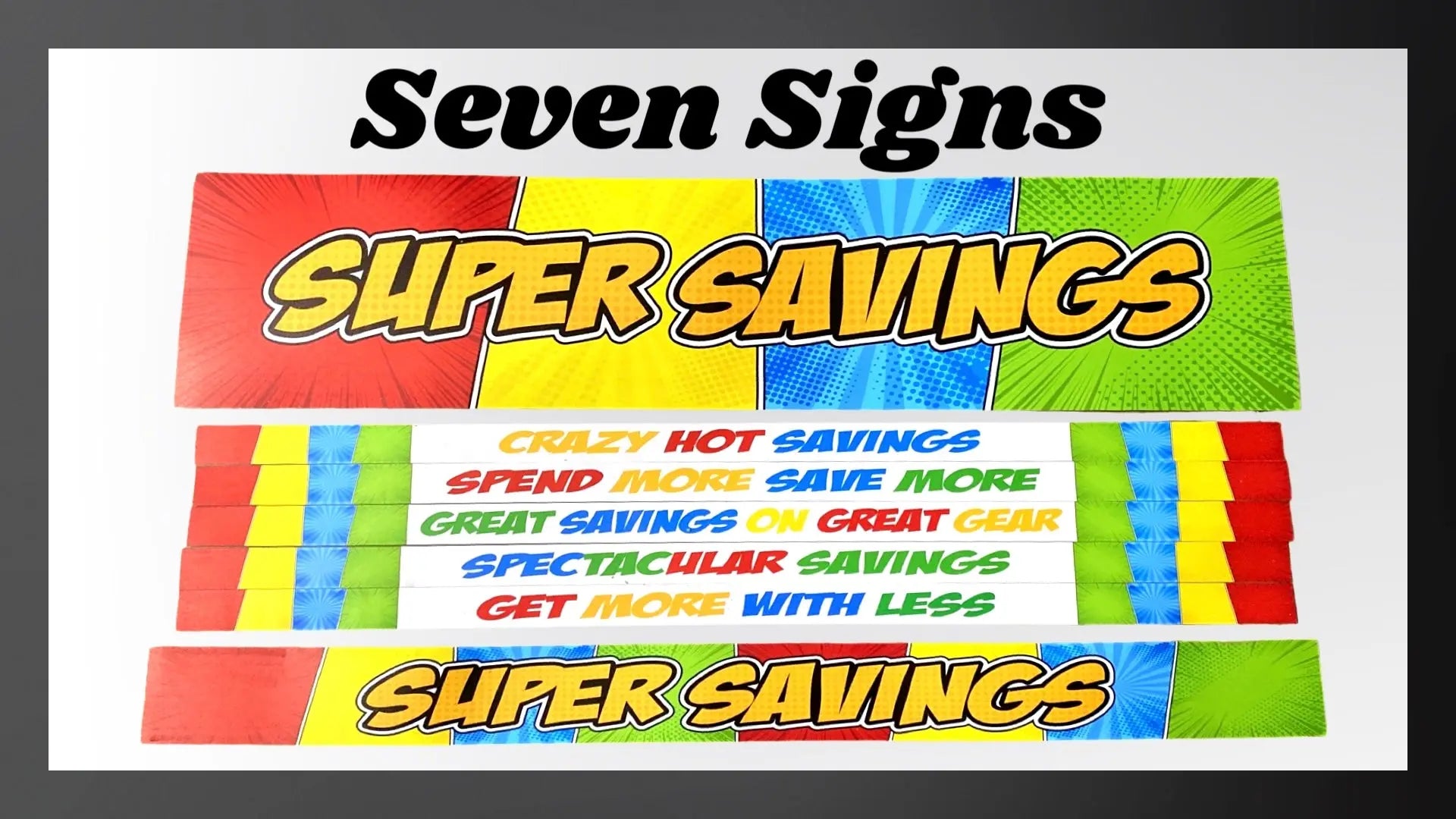 Merchandising Fixture - 3' Merchandising 7 Sign Set 975880 NOVELTY INC