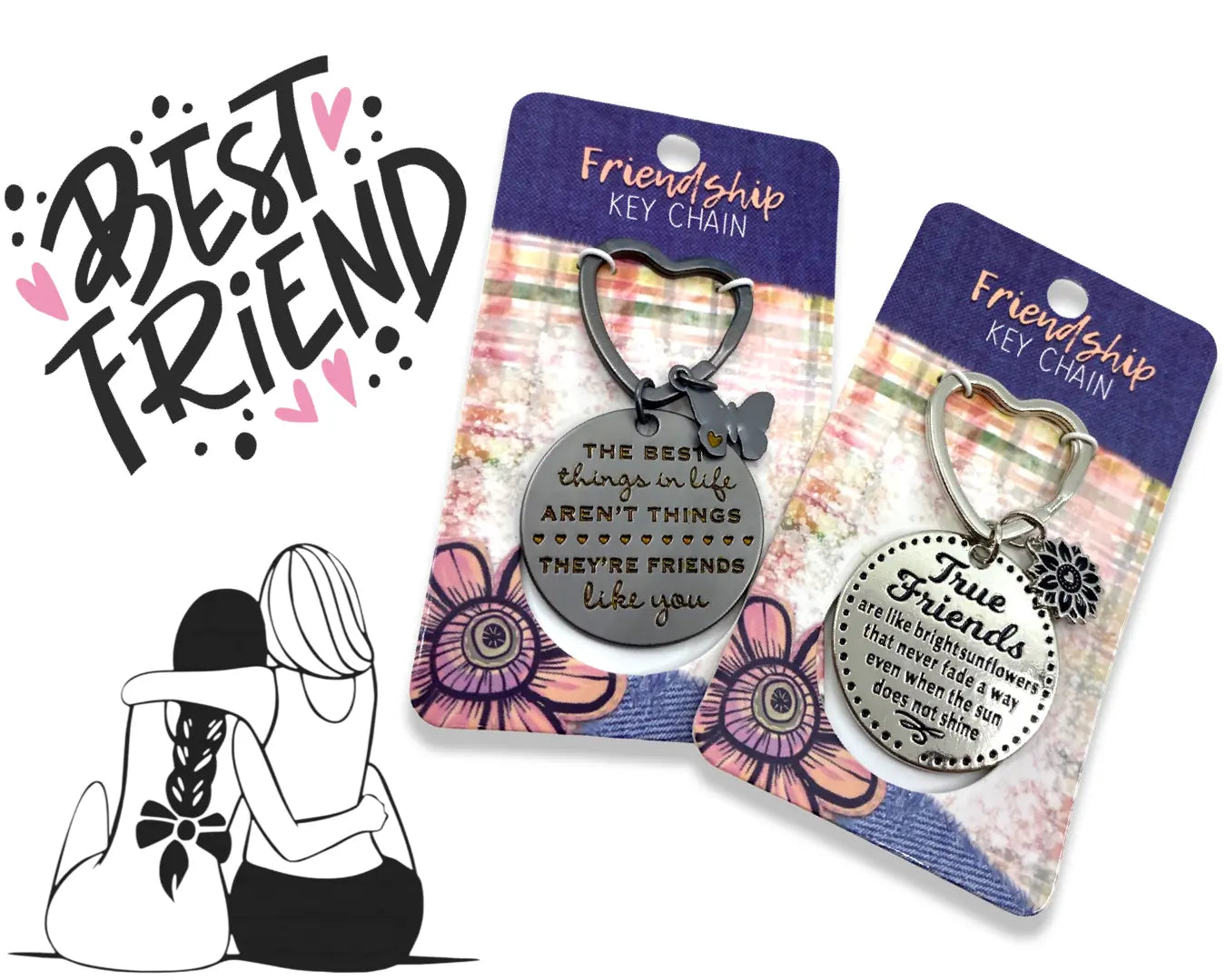 Keychain Friendship Heart Shape - 12 Pieces Per Retail Ready Display 23122 KIPP BROTHERS