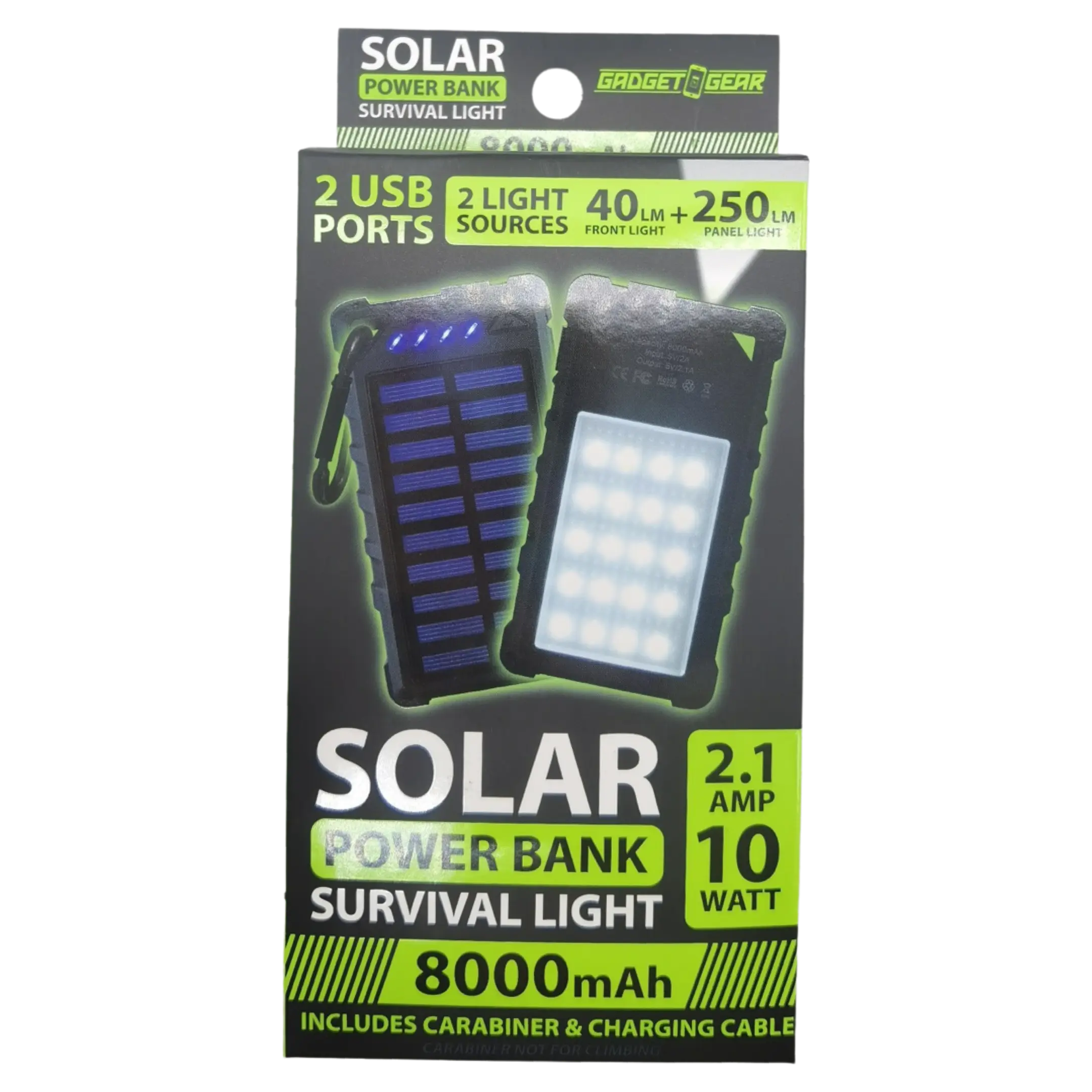 Rechargeable Solar Power Bank with LED Survival Light - 4 Pieces Per Retail Ready Display 23517 GADGET GEAR